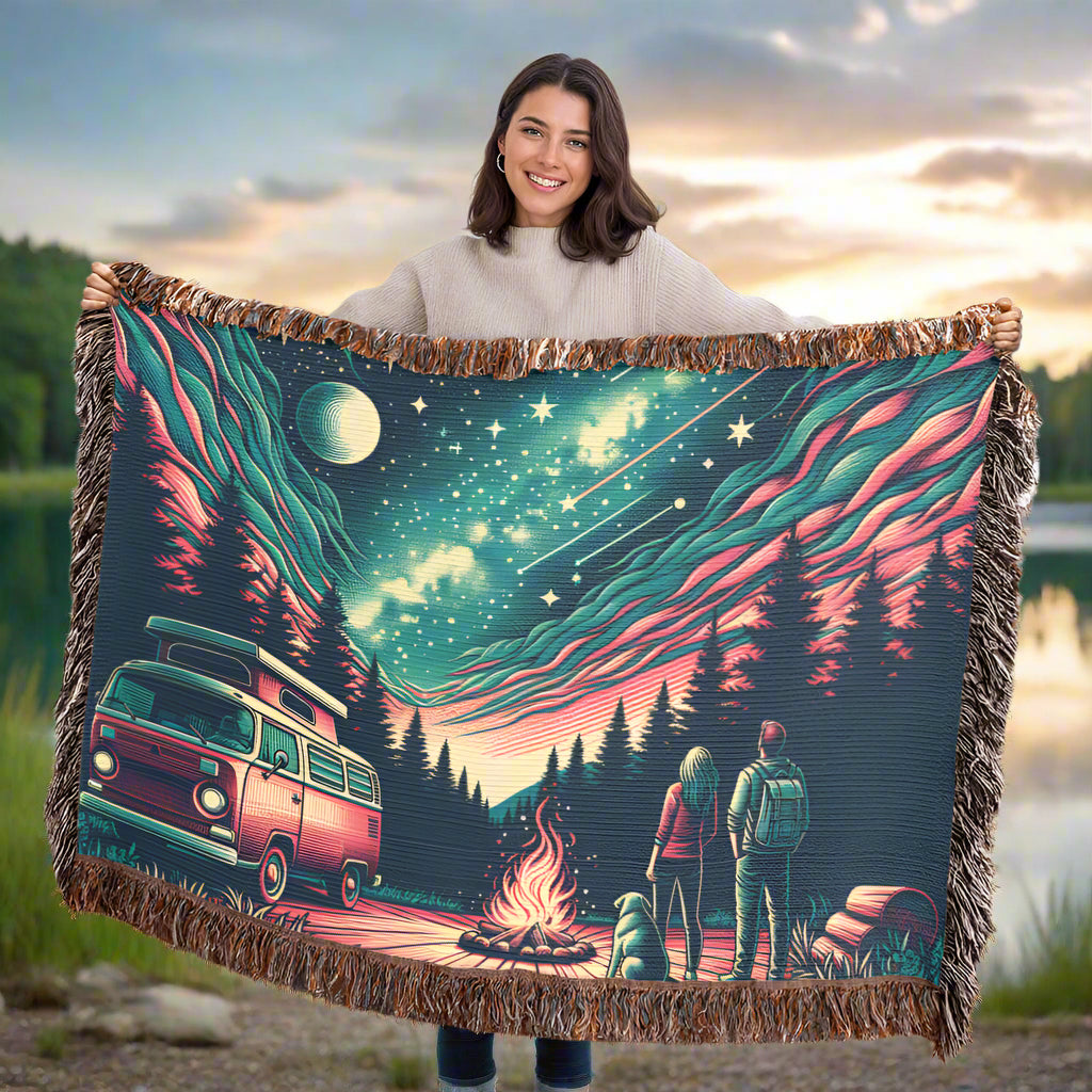 Starry Night Outdoor Adventure Woven Blanket
