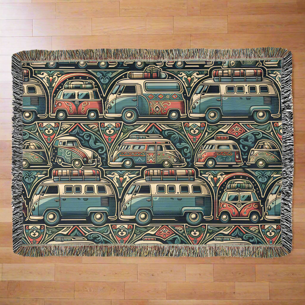 Vintage Camper Woven Blanket