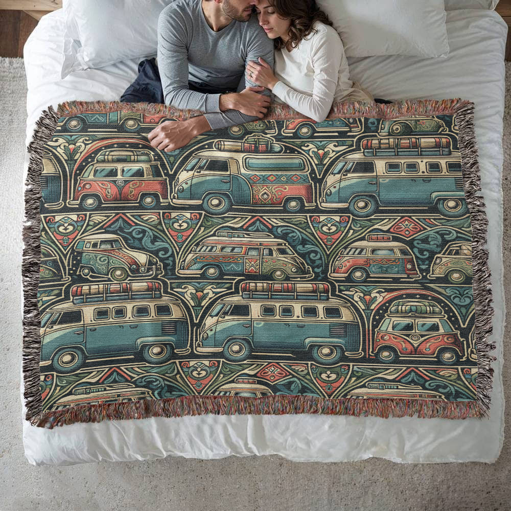 Vintage Camper Woven Blanket